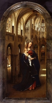 Jan van Eyck (ca. 1395-1441), Madonna in de kerk, ca. 1438, Paneel , Gemäldegalerie der Staatlichen Museen zu Berlin.