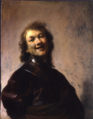 Rembrandt Harmensz. van Rijn (1606–1669), De Lachende Rembrandt, omstreeks 1628, olieverf op koper, 22,22 bij 16,8 cm., collectie J. Paul Getty Museum, Los Angeles.