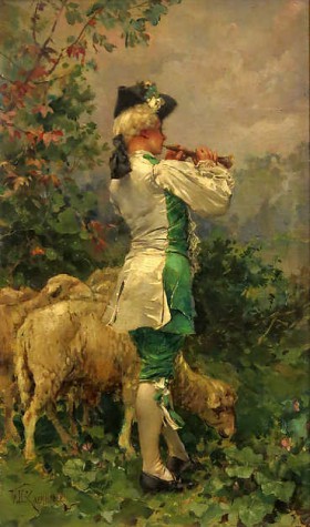 Hendrik Kaemmerer, Fluitspeler met schapen, Frederik, 1854.