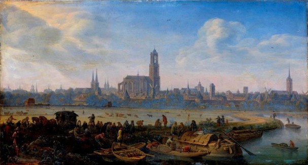 Herman Saftleven,Gezicht op de stad Utrecht, ca. 1664. Olieverf op koper, Gemäldegalerie Alte Meister, Staatliche Kunstsammlungen Dresden.