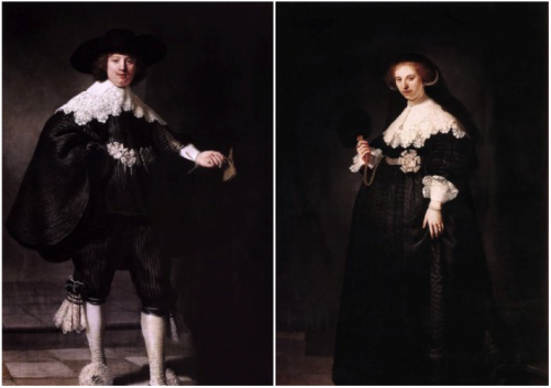 Rembrandt van Rijn (1606-1669), portretten van Maerten Soolmans (links) en Oopjen Coppit.