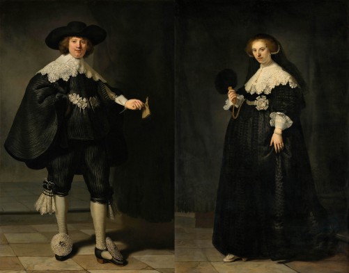 Rembrandt van Rijn (1606-1669), Portretten van Marten Soolmans en Oopjen Coppit, 1634. Olieverf op doek. Gezamenlijke aankoop van de Staat der Nederlanden en de Republiek Frankrijk, collectie Rijksmuseum en Musée du Louvre.