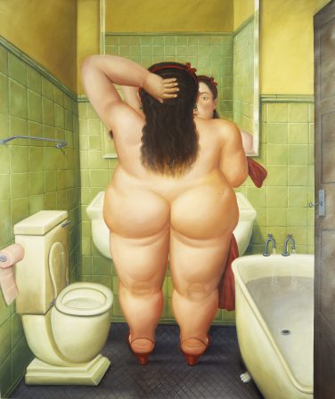 Fernando Botero, De badkamer, 1989, olieverf op doek, 249 x 205 cm.